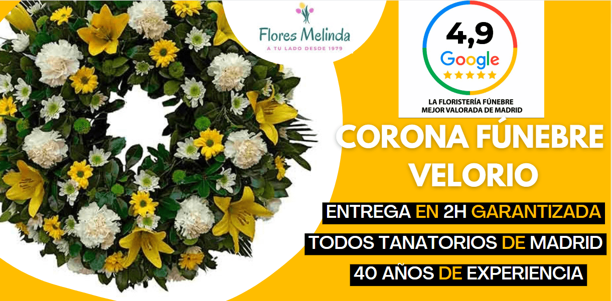 Corona flores para enviar sala VELATORIO tanatorio Madrid precio