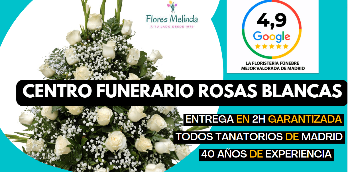 Centro Flores ROSAS BLANCAS para enviar tanatorio Madrid precio