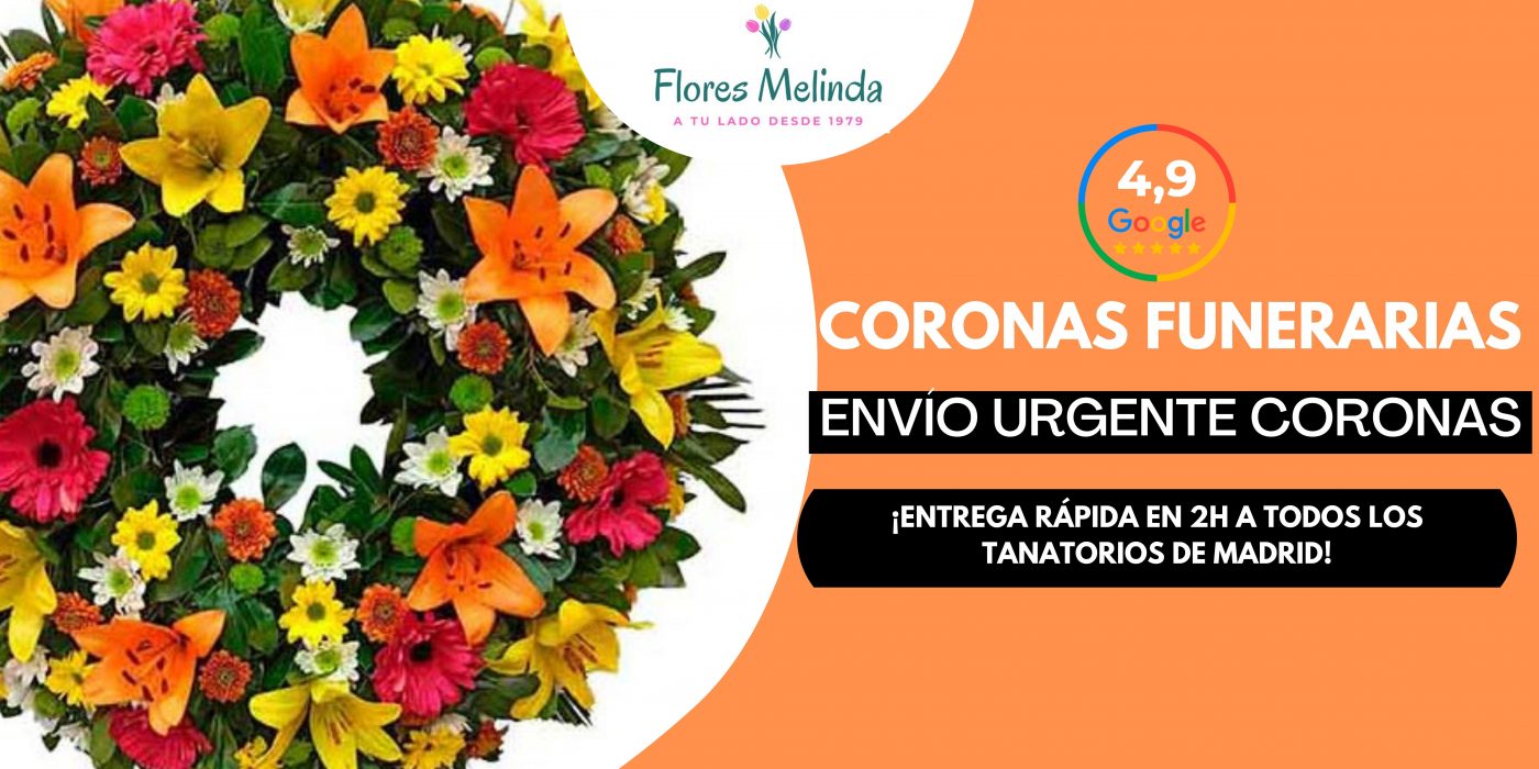 Coronas de flores funeral en Madrid para enviar al tanatorio, cementerio, floristería tanatorio m30