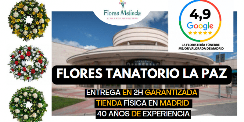 Flores tanatorio LA PAZ PARCESA en Tres Cantos Madrid, coronas y centros de flores para difuntos