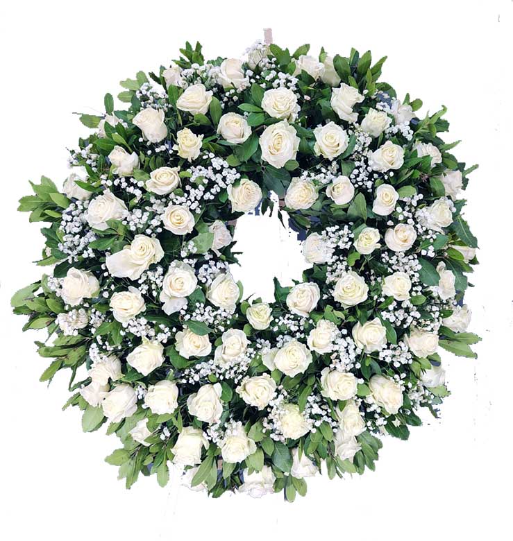 corona de rosas blancas para funeral Madrid moderna enviar hoy