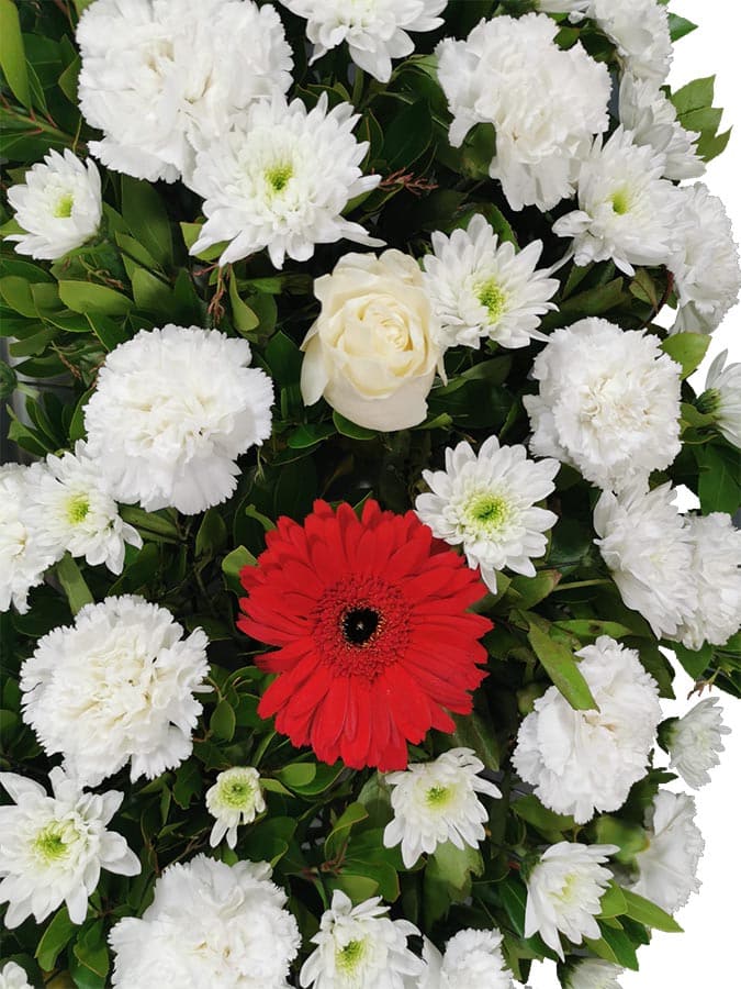 corona de flores para funerales ELEGANTE, floristería tanatorios Madrid